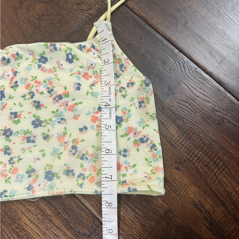 Anthropologie Floral Crop Cami Top in Yellow Straps Size L/XL - Picture 13 of 14